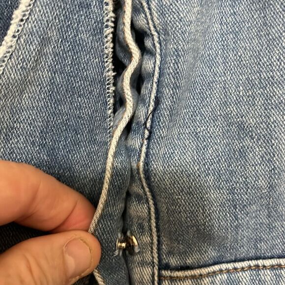 7 For All Mankind Blue Bow Button Front Denim Dress Contemporary Festival - Picture 12 of 16